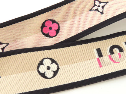 LOUIS VUITTON Signature Strap, Beige/Black/Pink, Signature Canvas, Gold Hardware, 95*4.5*.05cm Strap