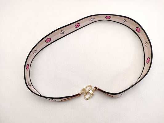 LOUIS VUITTON Signature Strap, Beige/Black/Pink, Signature Canvas, Gold Hardware, 95*4.5*.05cm Strap