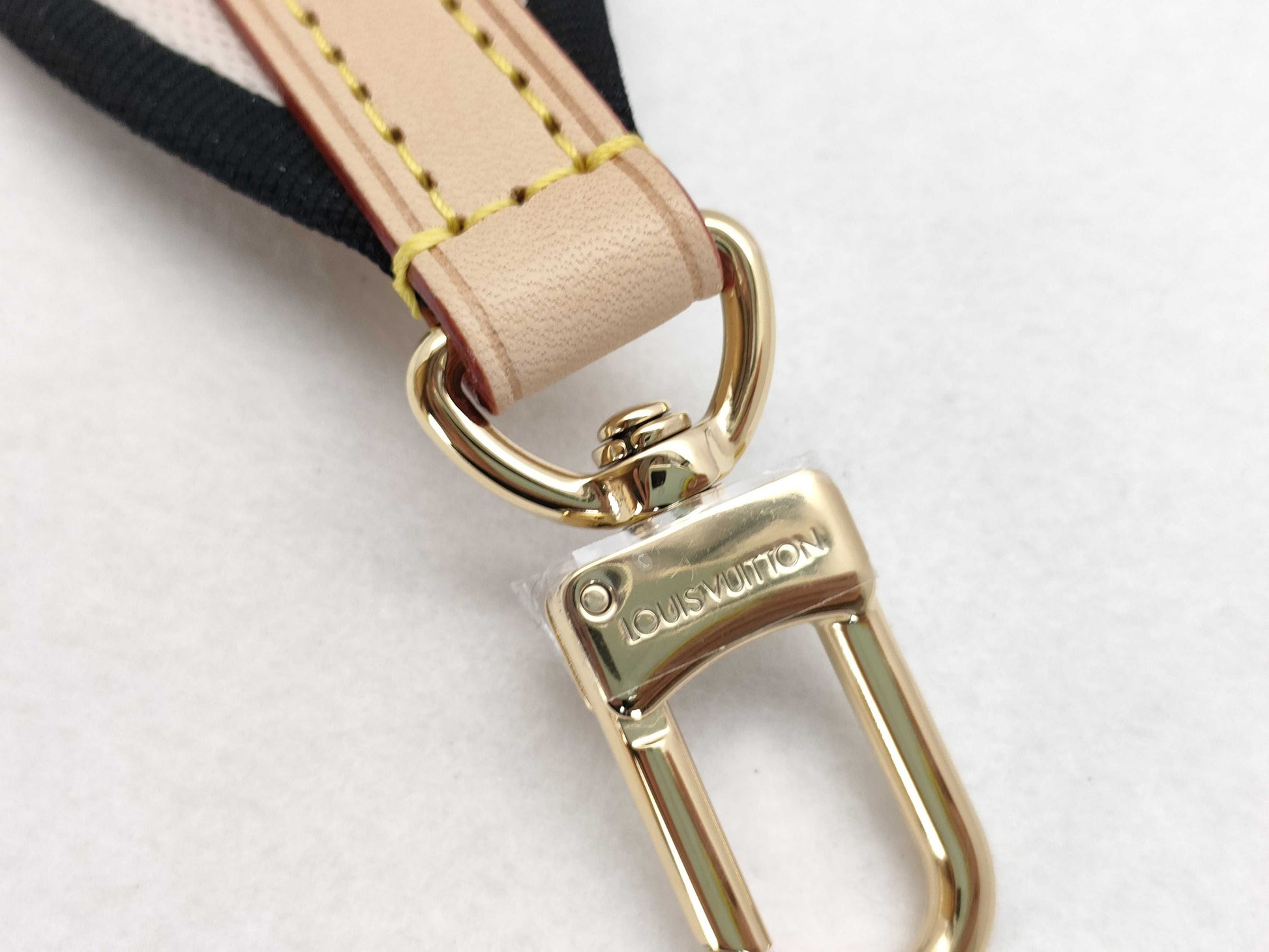 LOUIS VUITTON Signature Strap, Beige/Black/Pink, Signature Canvas, Gold Hardware, 95*4.5*.05cm Strap