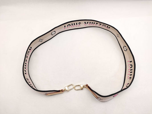 LOUIS VUITTON Signature Strap, Beige/Black/Pink, Signature Canvas, Gold Hardware, 95*4.5*.05cm Strap