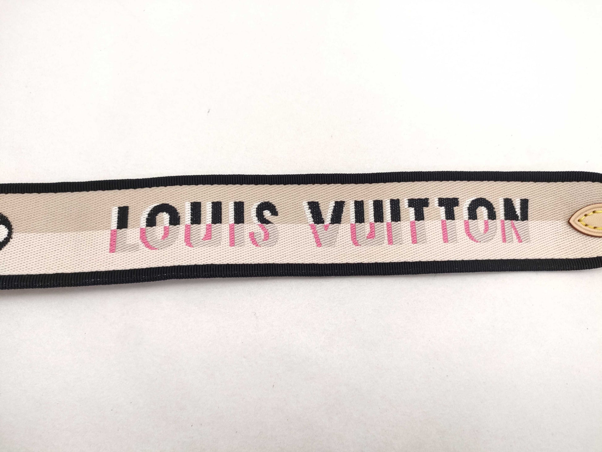 LOUIS VUITTON Signature Strap, Beige/Black/Pink, Signature Canvas, Gold Hardware, 95*4.5*.05cm Strap