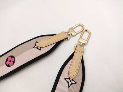 LOUIS VUITTON Signature Strap, Beige/Black/Pink, Signature Canvas, Gold Hardware, 95*4.5*.05cm Strap