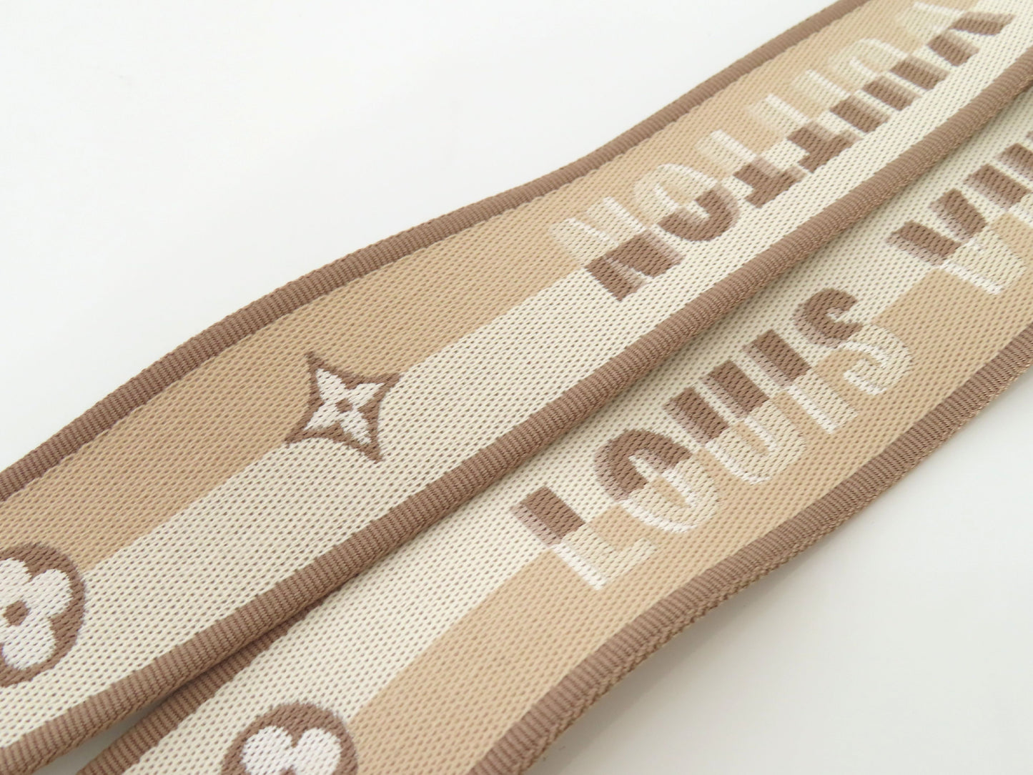 LOUIS VUITTON Signature Strap, Beige/Brown Canvas with Gold Hardware, 95*4.5*.05cm