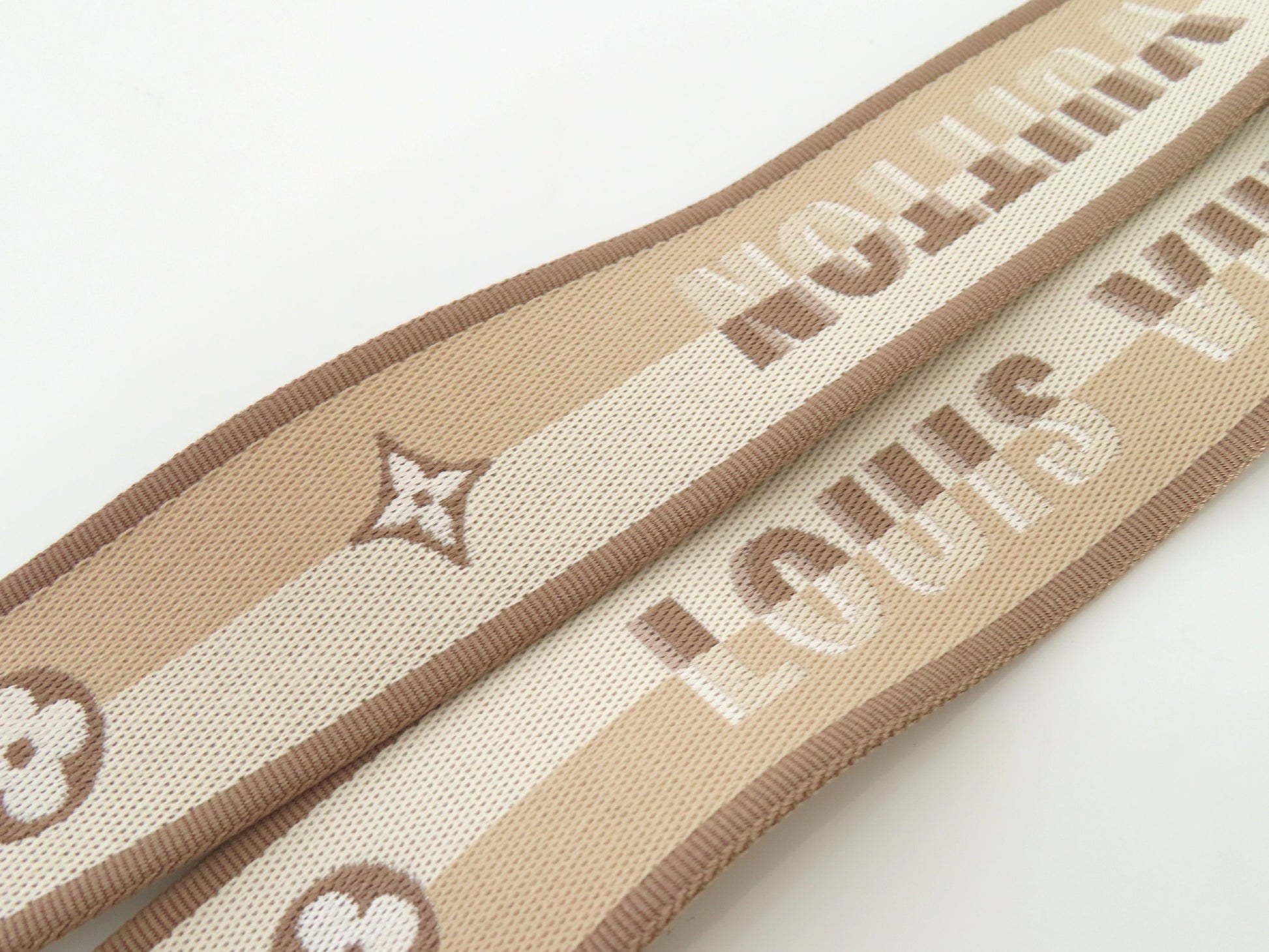 LOUIS VUITTON Signature Strap, Beige/Brown Canvas with Gold Hardware, 95*4.5*.05cm