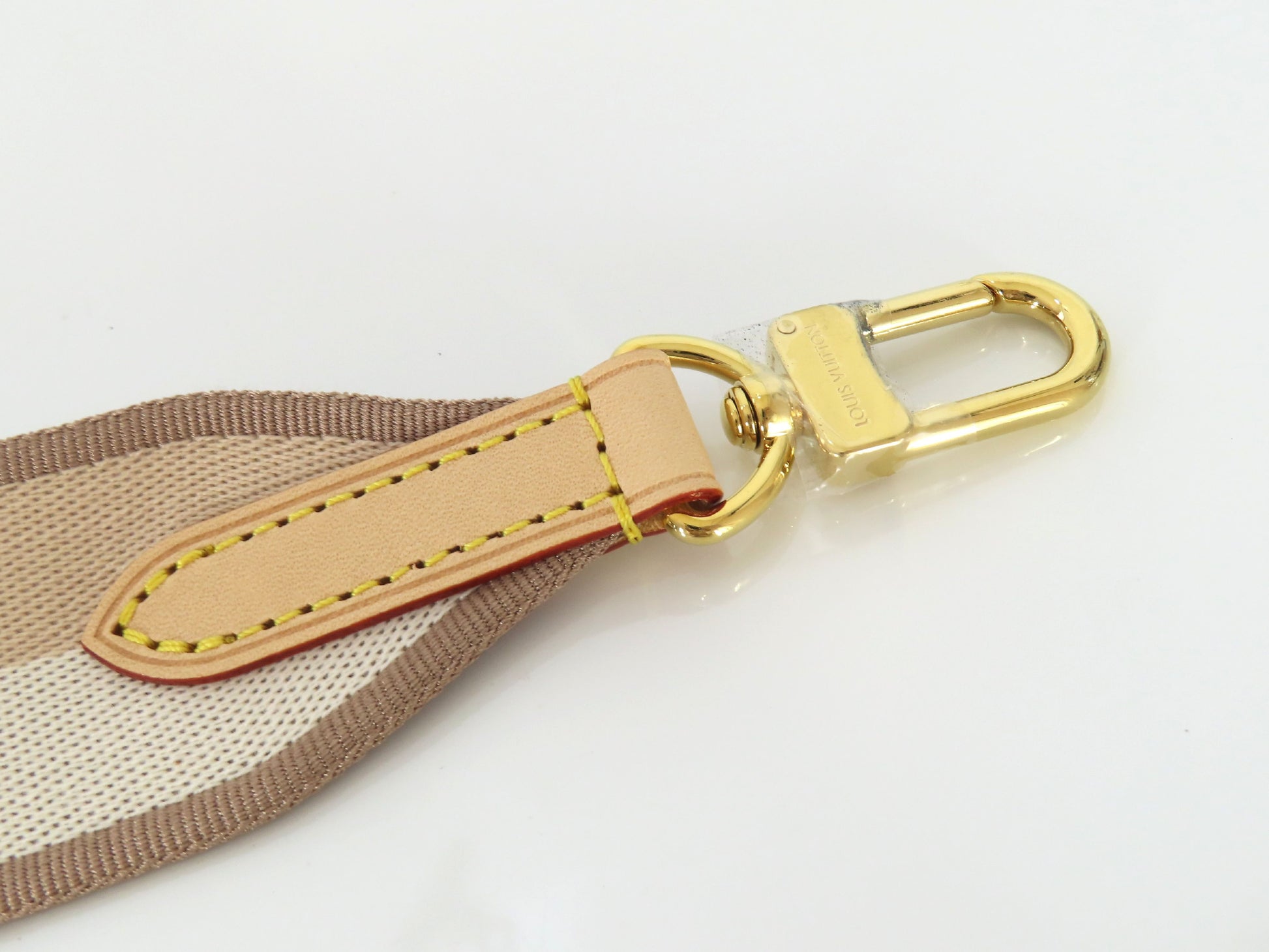 LOUIS VUITTON Signature Strap, Beige/Brown Canvas with Gold Hardware, 95*4.5*.05cm