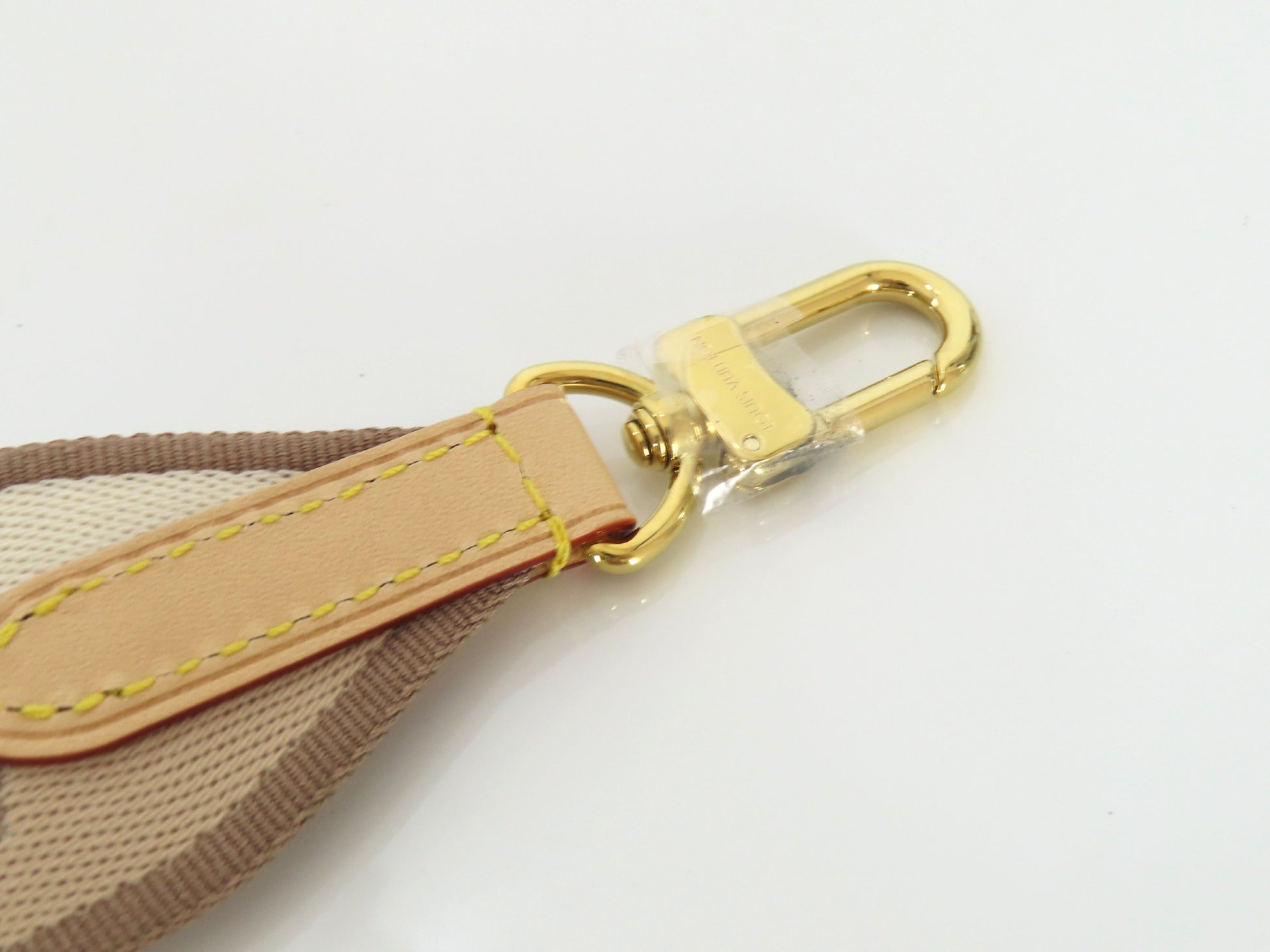 LOUIS VUITTON Signature Strap, Beige/Brown Canvas with Gold Hardware, 95*4.5*.05cm