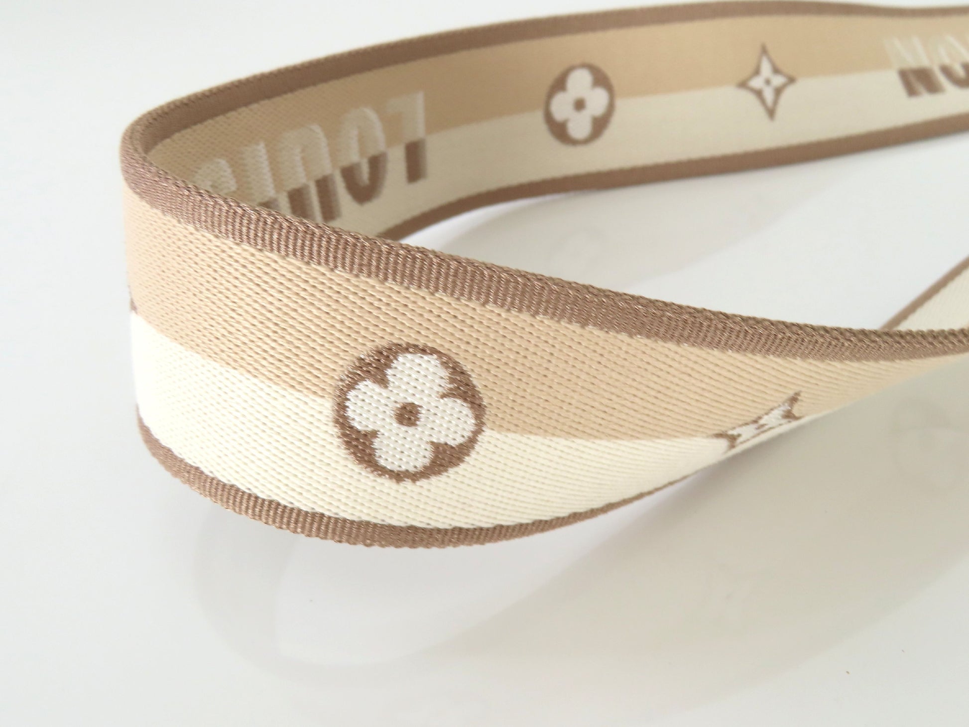 LOUIS VUITTON Signature Strap, Beige/Brown Canvas with Gold Hardware, 95*4.5*.05cm