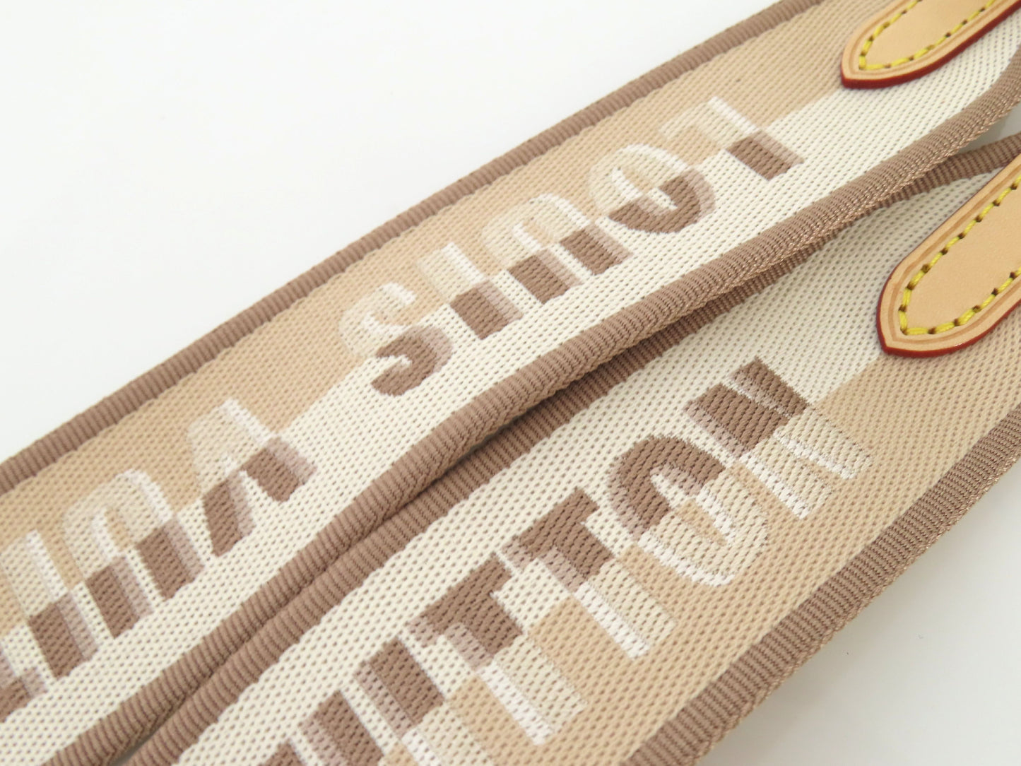 LOUIS VUITTON Signature Strap, Beige/Brown Canvas with Gold Hardware, 95*4.5*.05cm