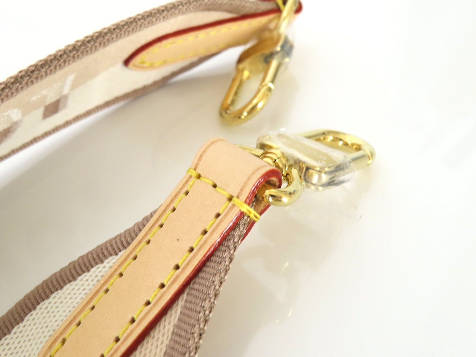 LOUIS VUITTON Signature Strap, Beige/Brown Canvas with Gold Hardware, 95*4.5*.05cm