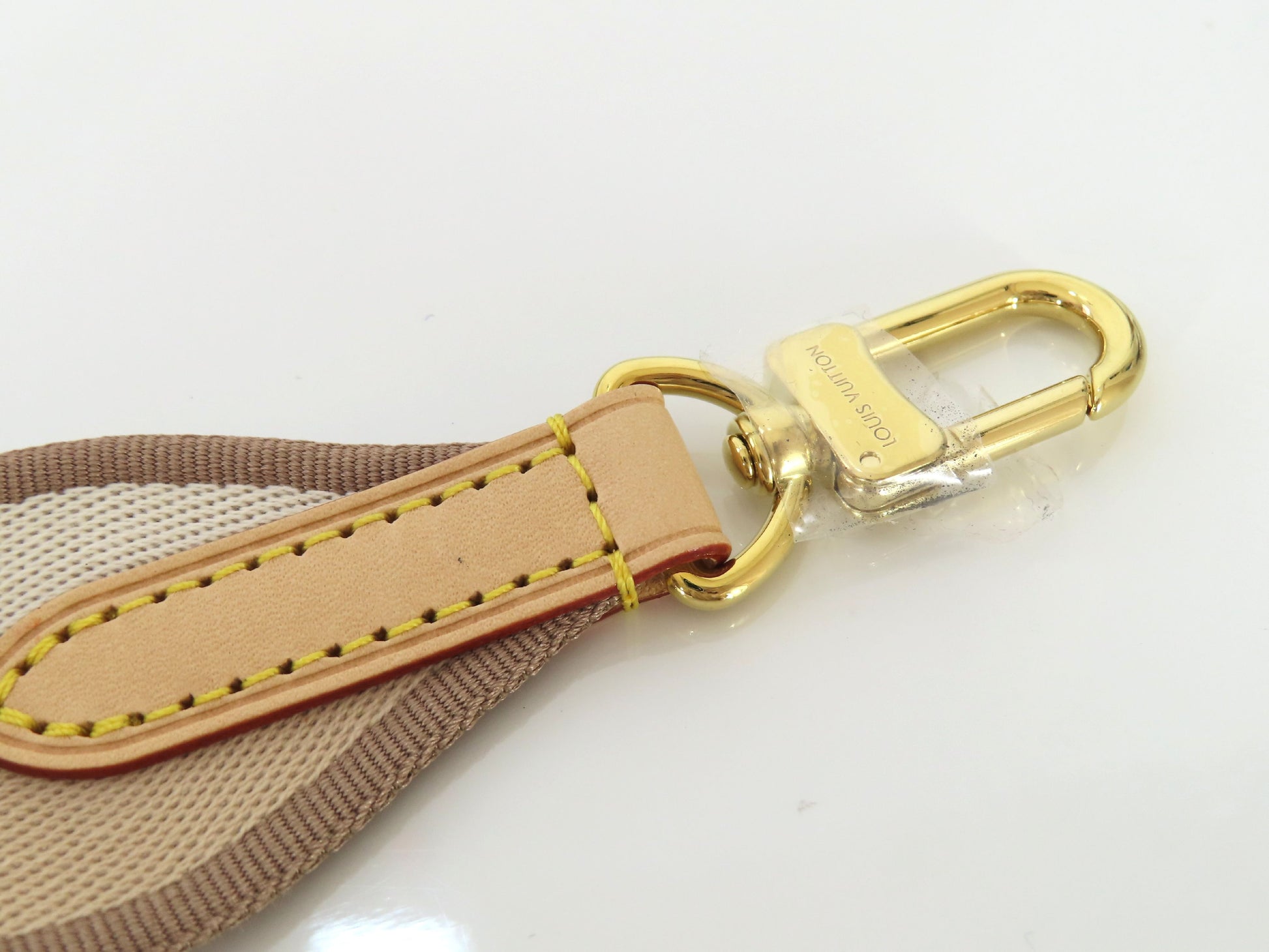 LOUIS VUITTON Signature Strap, Beige/Brown Canvas with Gold Hardware, 95*4.5*.05cm