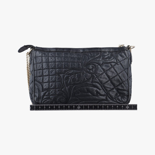 VERSACE Vanitas Quilted Baroque Black Leather Shoulder Bag