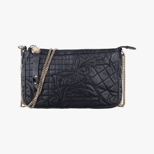VERSACE Vanitas Quilted Baroque Black Leather Shoulder Bag