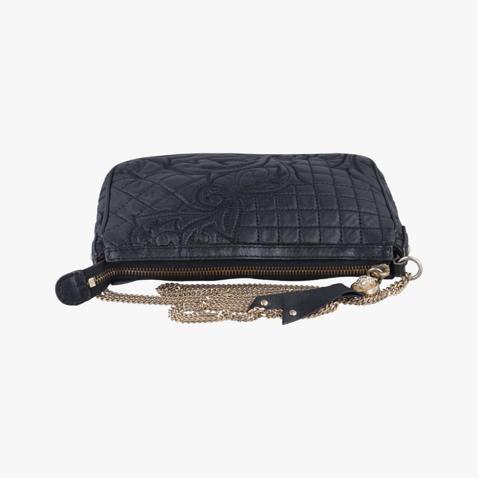 VERSACE Vanitas Quilted Baroque Black Leather Shoulder Bag