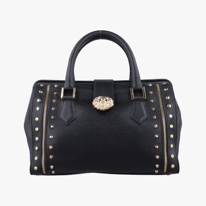 VERSACE Stud Handle Black Saffiano Leather Handbag CLG 772 566 198 745