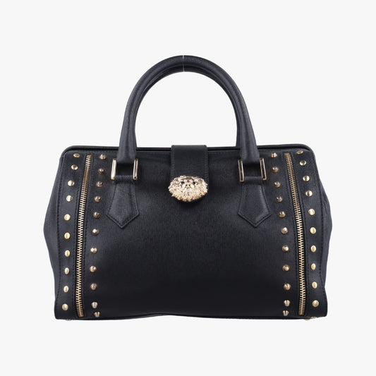 VERSACE Stud Handle Black Saffiano Leather Handbag CLG 772 566 198 745