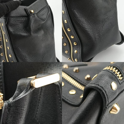 VERSACE Stud Handle Black Saffiano Leather Handbag CLG 772 566 198 745