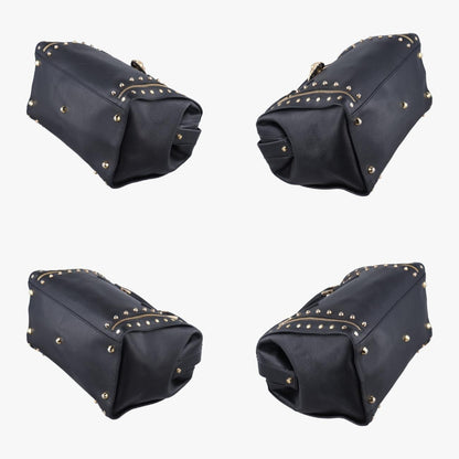 VERSACE Stud Handle Black Saffiano Leather Handbag CLG 772 566 198 745