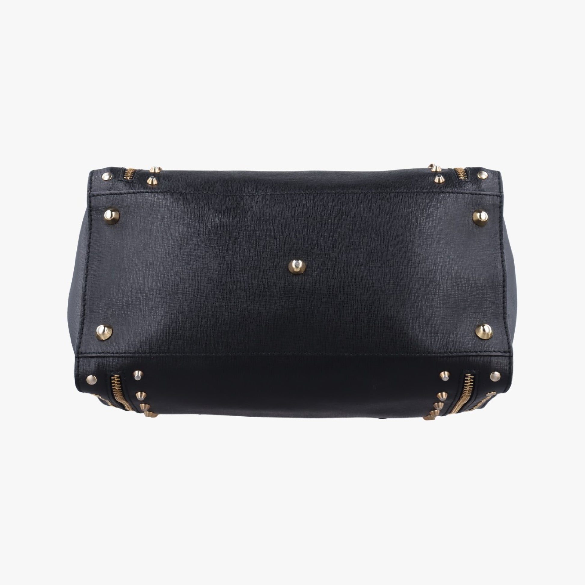 VERSACE Stud Handle Black Saffiano Leather Handbag CLG 772 566 198 745