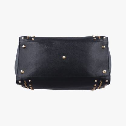 VERSACE Stud Handle Black Saffiano Leather Handbag CLG 772 566 198 745