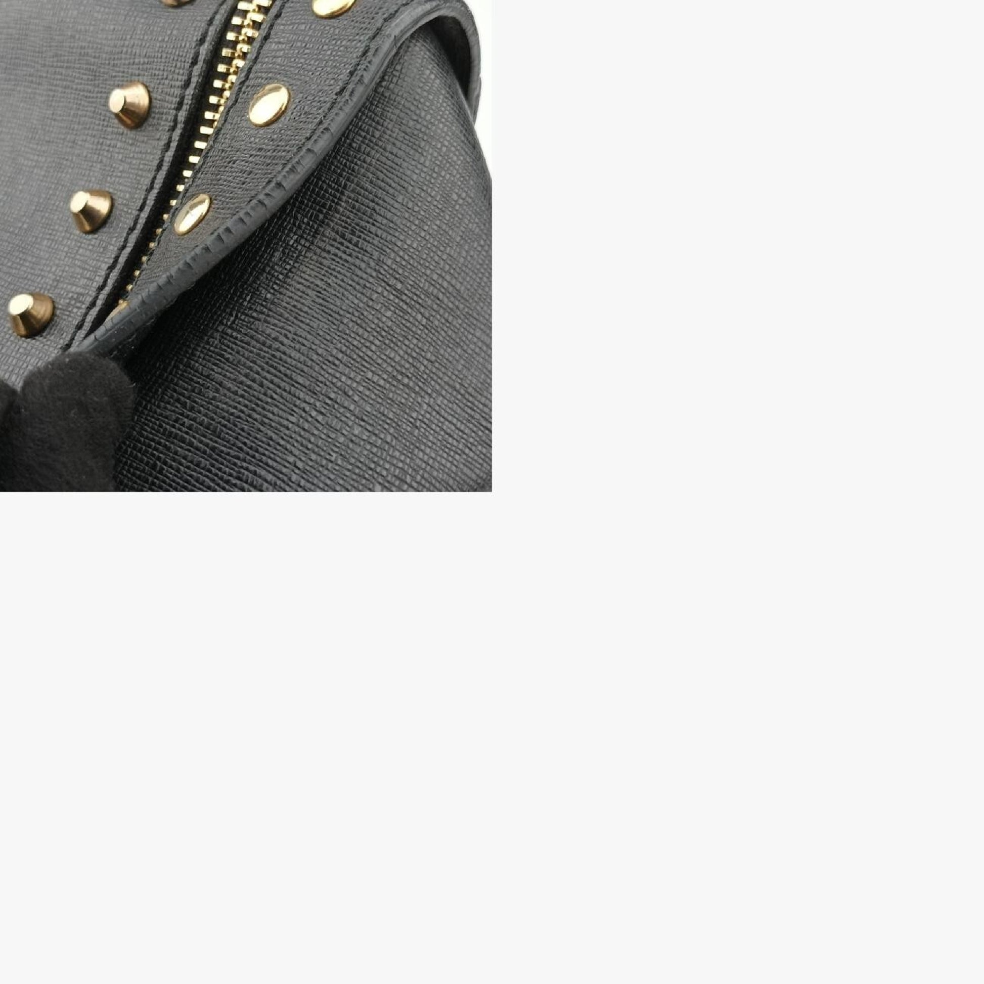 VERSACE Stud Handle Black Saffiano Leather Handbag CLG 772 566 198 745