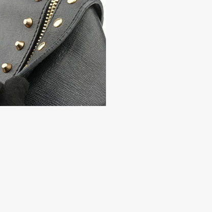 VERSACE Stud Handle Black Saffiano Leather Handbag CLG 772 566 198 745