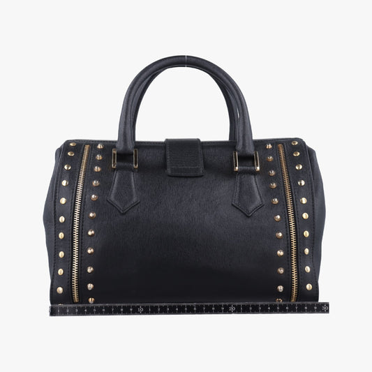 VERSACE Stud Handle Black Saffiano Leather Handbag CLG 772 566 198 745