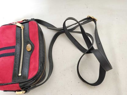 GUCCI GG Supreme Ophidia Suede Shoulder Bag in Red
