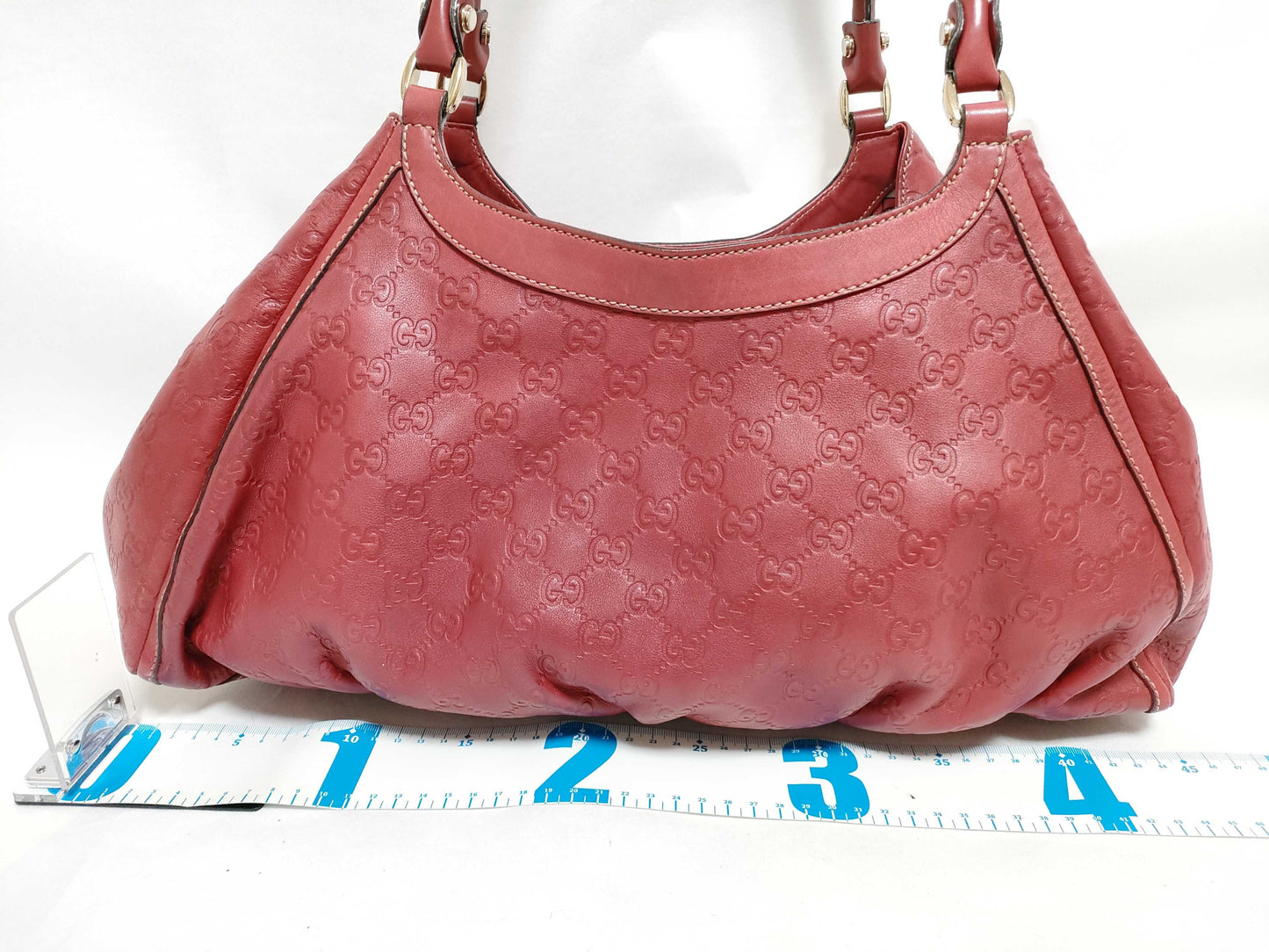 GUCCI Guccissima GUCCI GG Supreme Leather Handbag Red Handbag