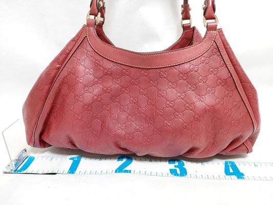 GUCCI Guccissima GUCCI GG Supreme Leather Handbag Red Handbag