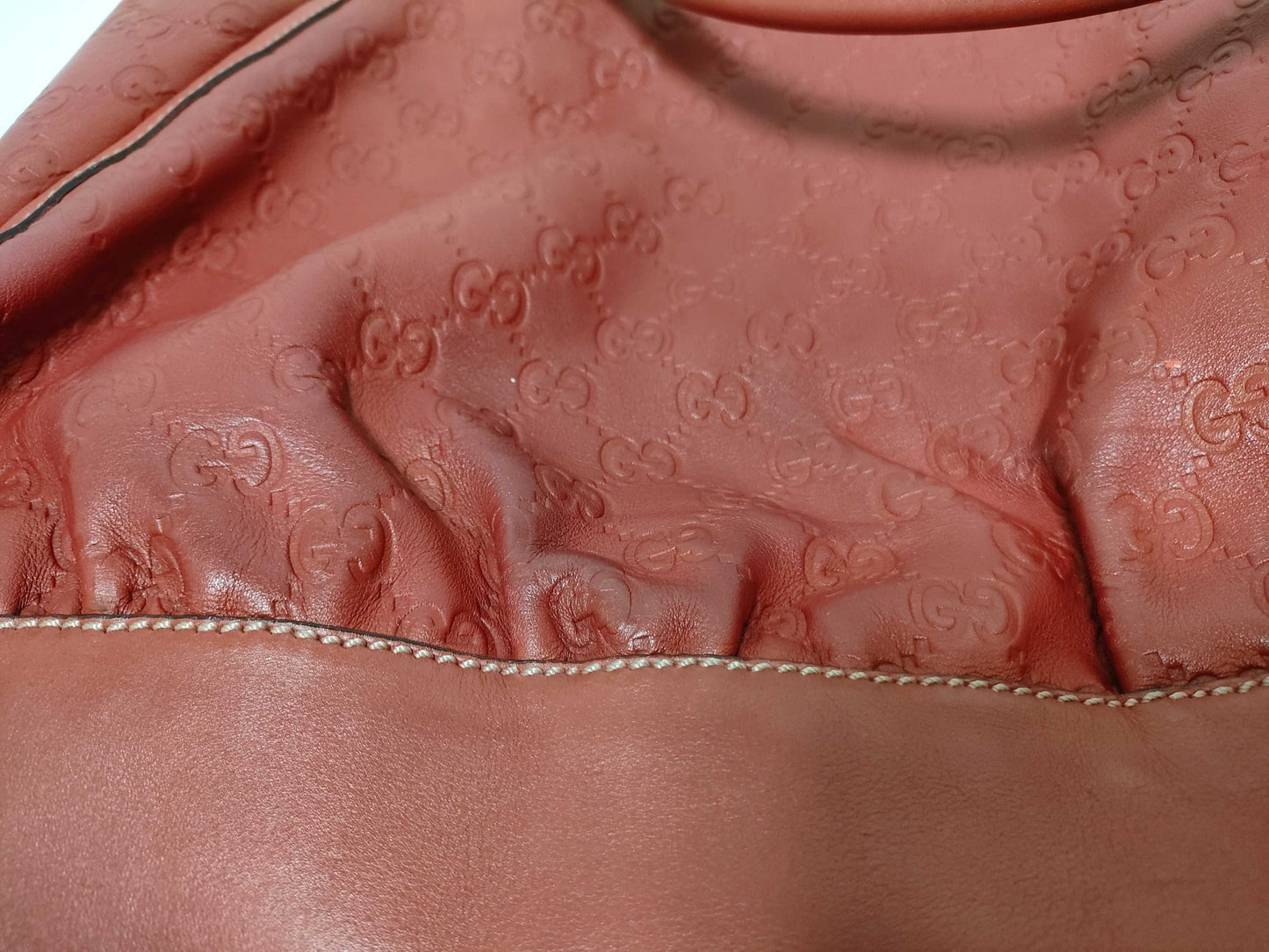 GUCCI Guccissima GUCCI GG Supreme Leather Handbag Red Handbag