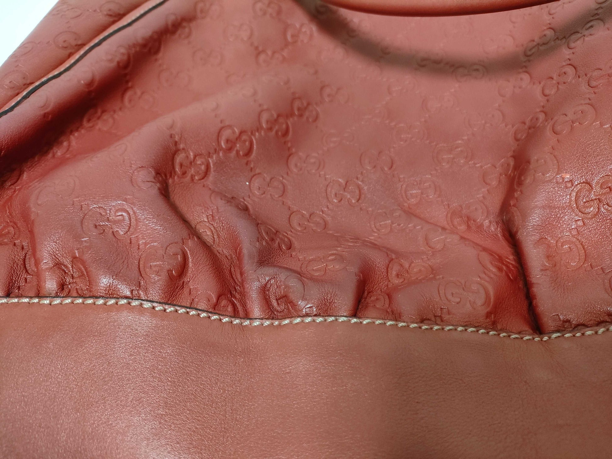 GUCCI Guccissima GUCCI GG Supreme Leather Handbag Red Handbag