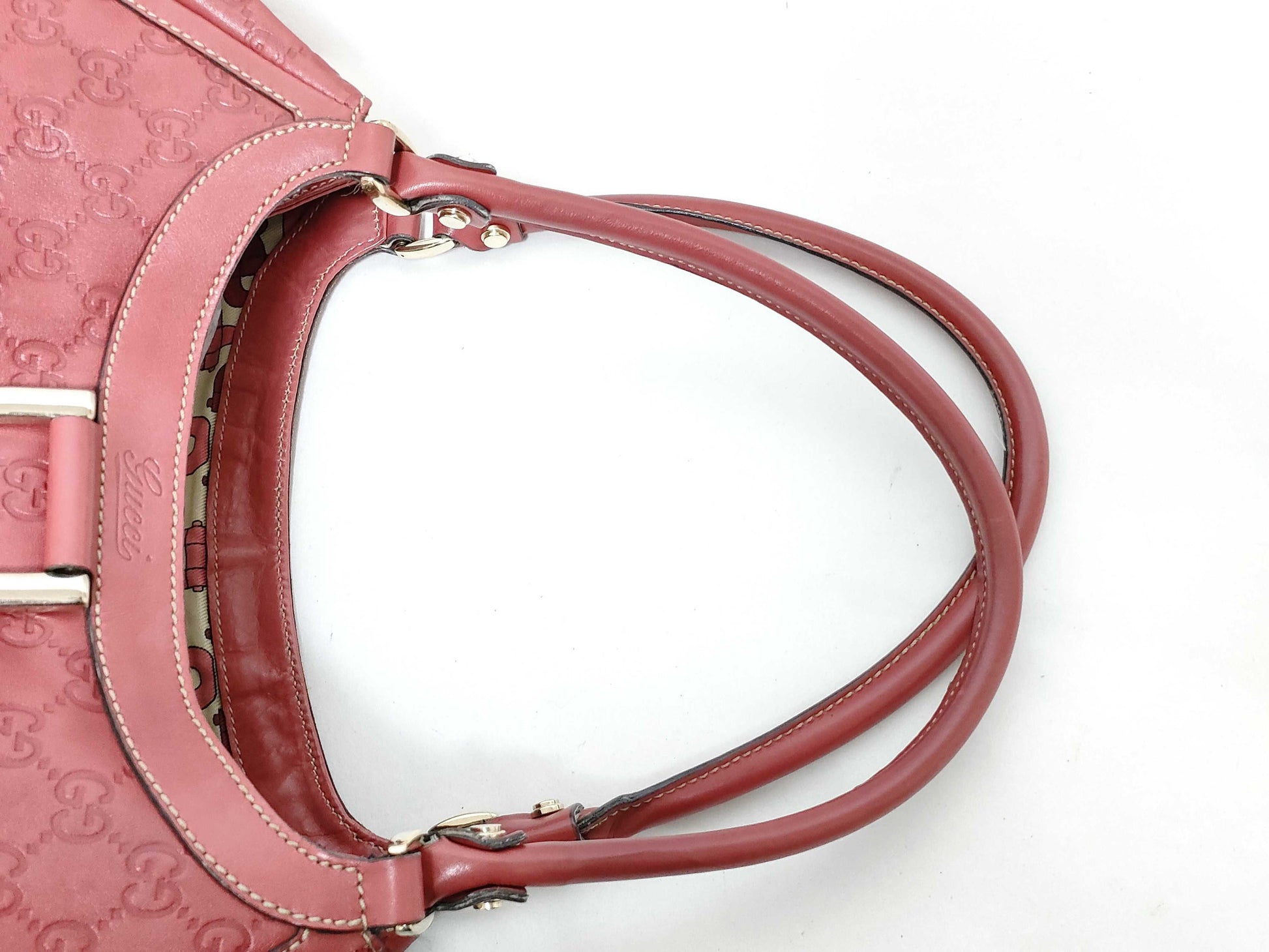 GUCCI Guccissima GUCCI GG Supreme Leather Handbag Red Handbag