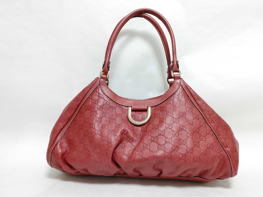 GUCCI Guccissima GUCCI GG Supreme Leather Handbag Red Handbag