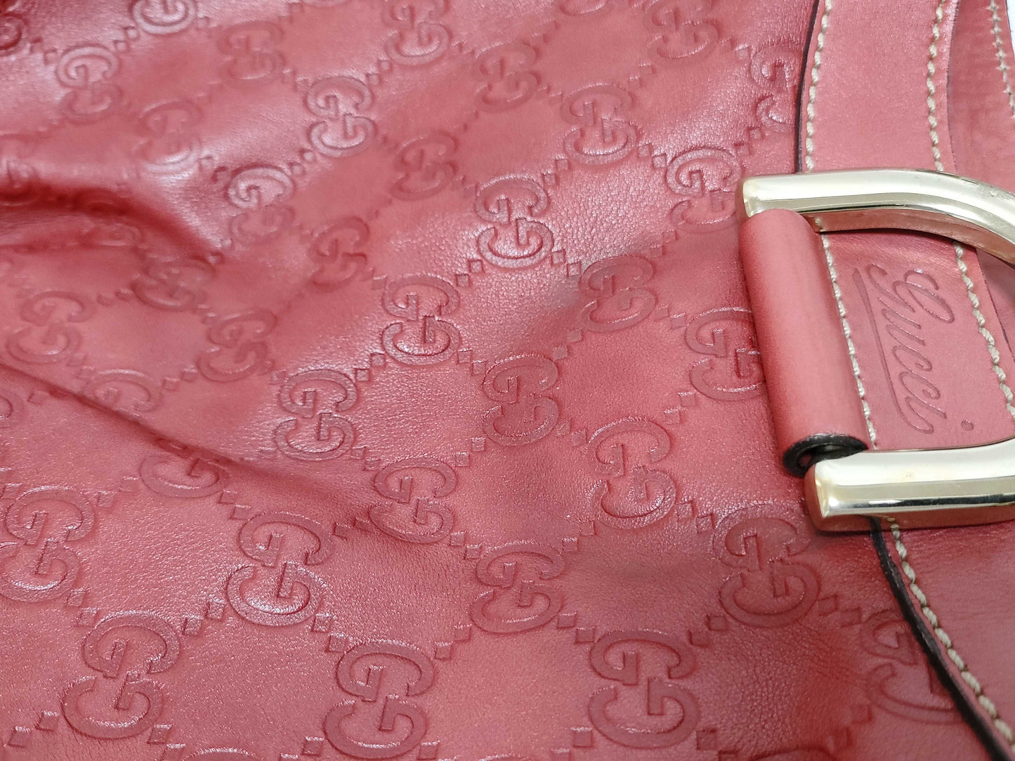GUCCI Guccissima GUCCI GG Supreme Leather Handbag Red Handbag