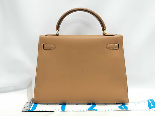 HERMES Kelly 32 Couchvel Natural Gold Hardware Handbag