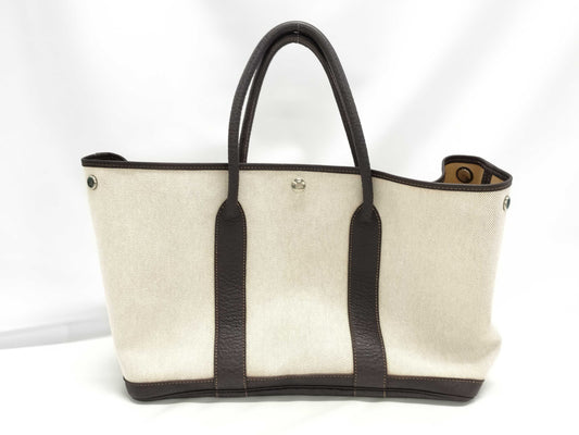 HERMES Garden Party PM Toile H Maroon □G Handbag