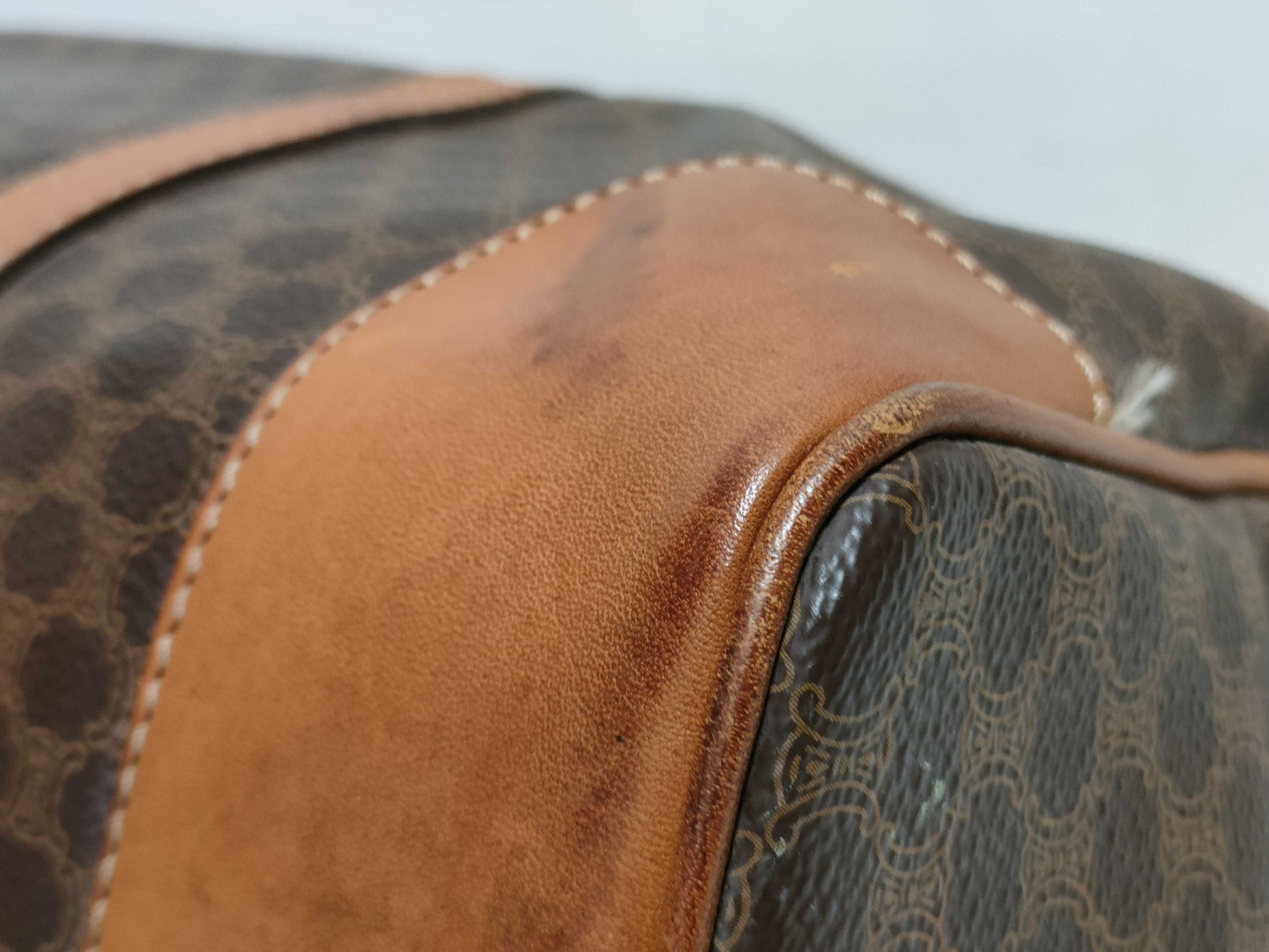 CELINE Boston Bag Macadam Brown Boston Bag