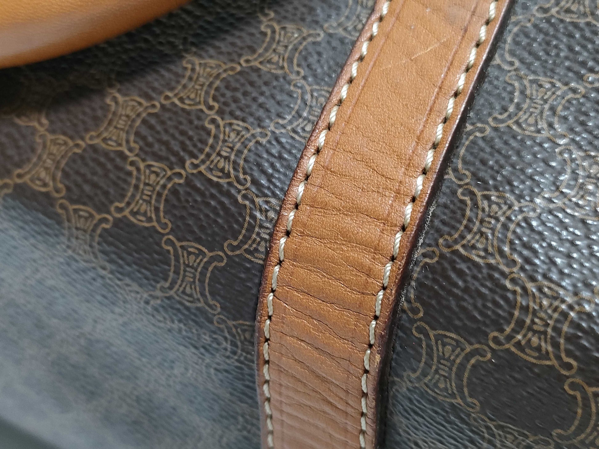 CELINE Boston Bag Macadam Brown Boston Bag