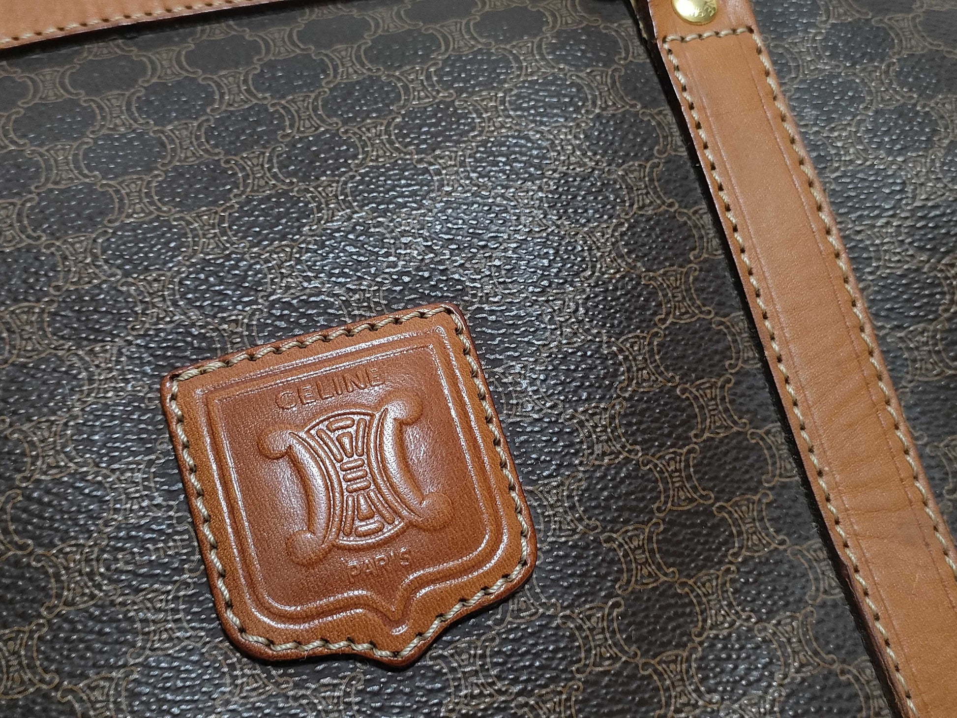 CELINE Boston Bag Macadam Brown Boston Bag