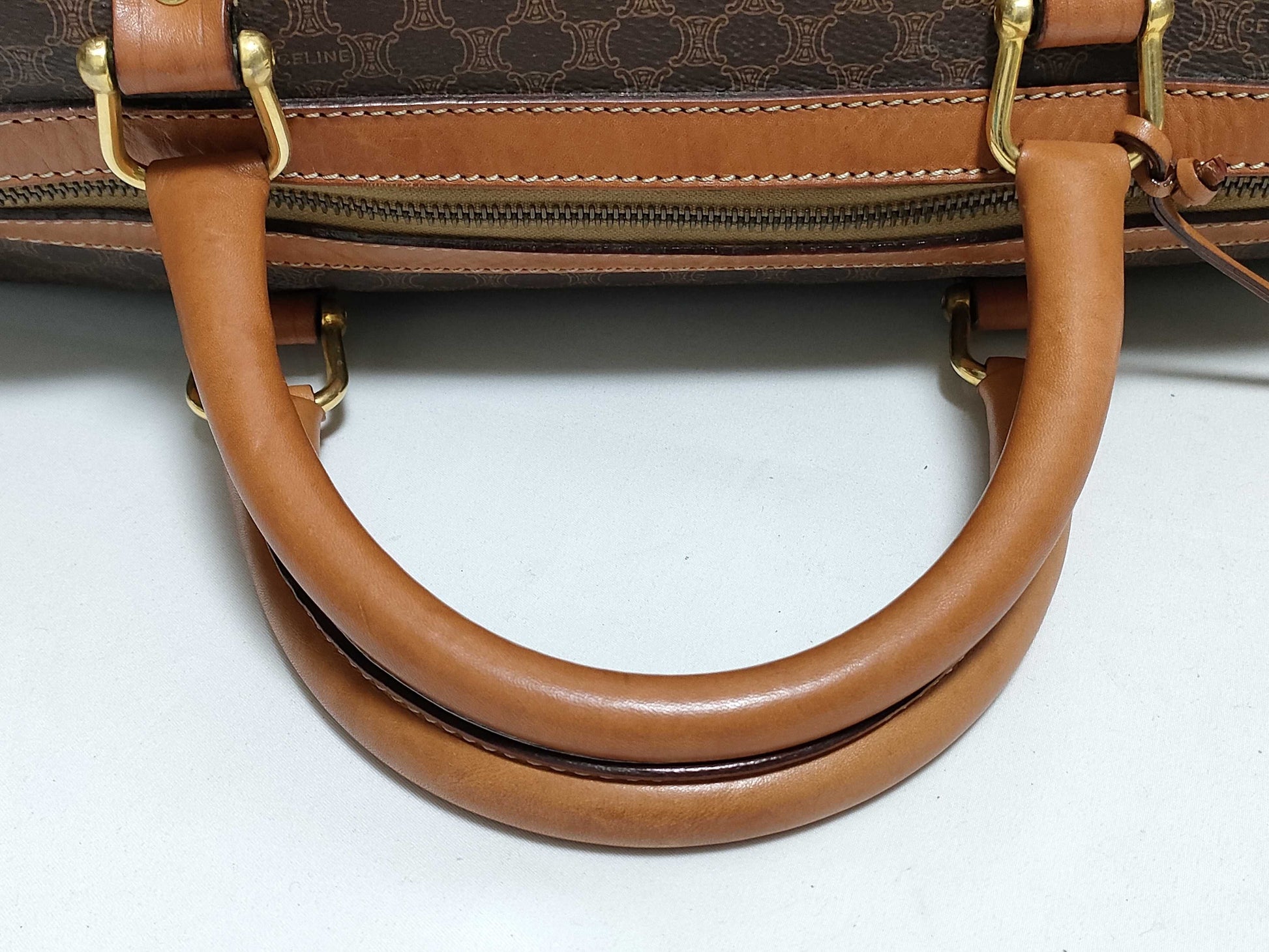 CELINE Boston Bag Macadam Brown Boston Bag