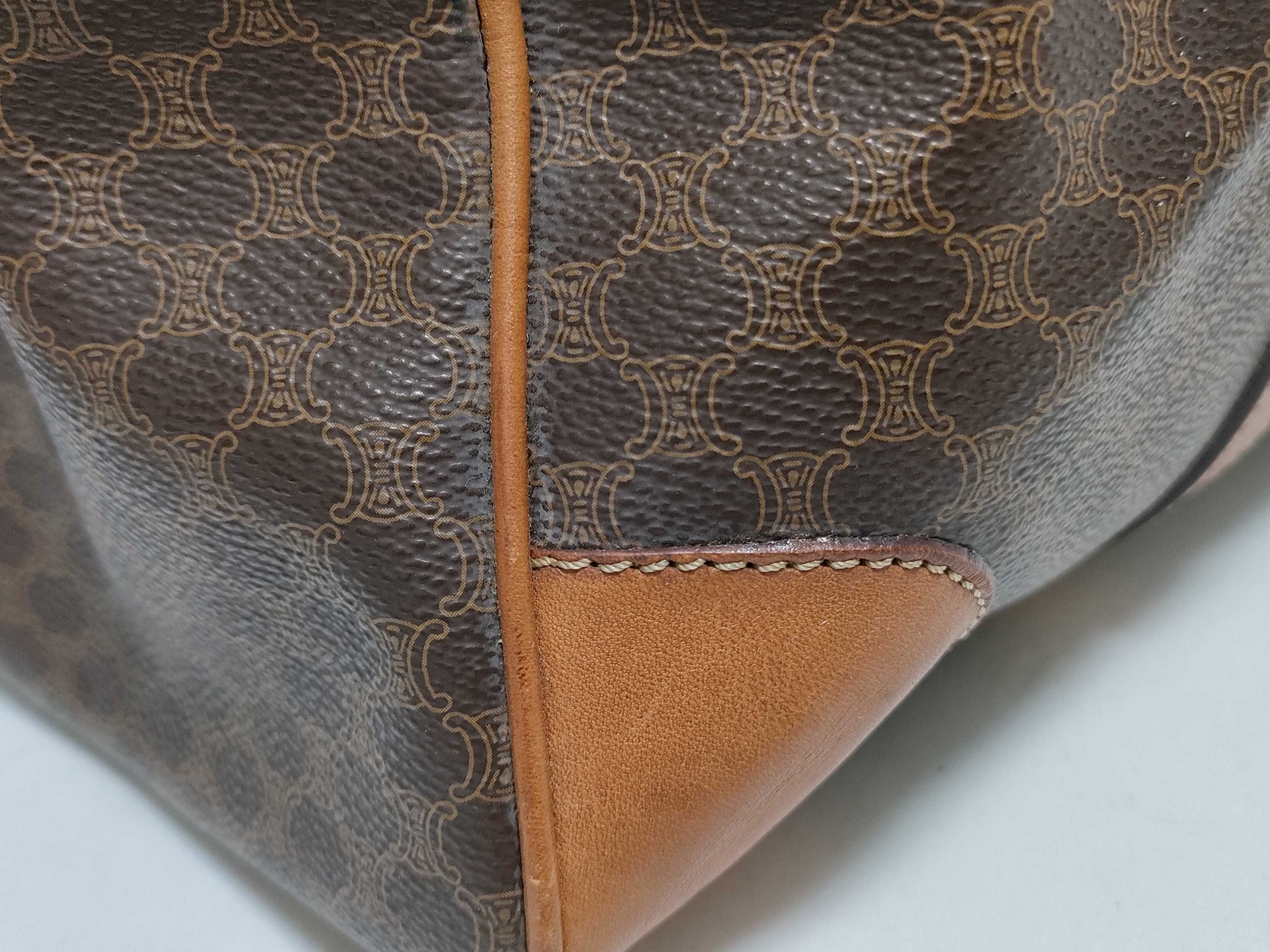 CELINE Boston Bag Macadam Brown Boston Bag