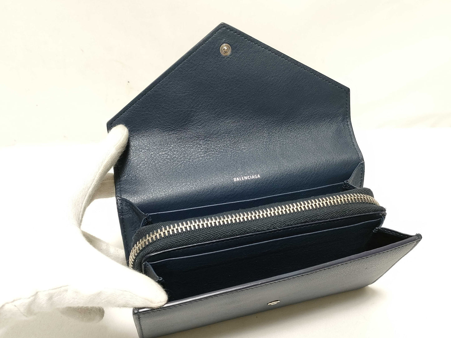 BALENCIAGA Paper Money Leather Bifold Long Wallet 371661