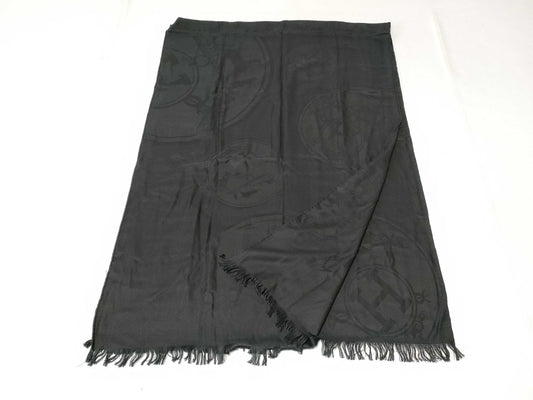 HERMES New Libris Large Scarf, 85% Cashmere, 15% Silk, Logo, Black, Other Accessories