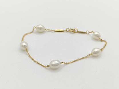 Tiffany & Co. Visored Pearl 5-Piece Bracelet/Bangle, Yellow Gold, AU750, 2.9g 