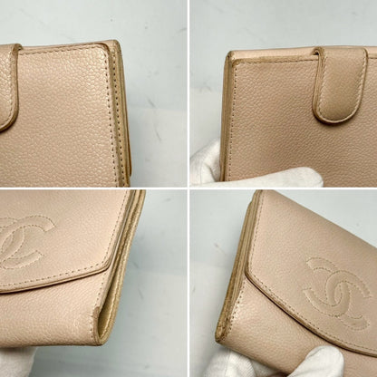 CHANEL Caviar Leather Bi-fold Compact Wallet White 9613381 Wallet