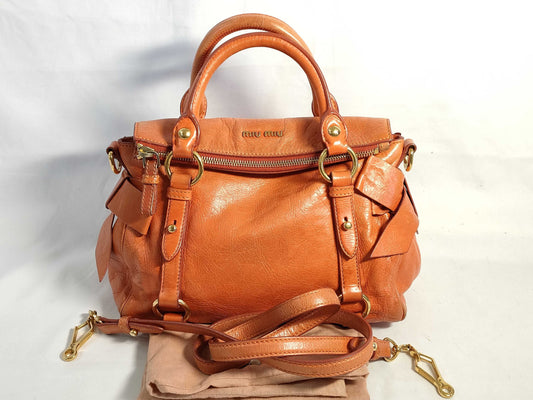 Miu Miu Miu Miu Ribbon 2-Way Bag Orange Handbag