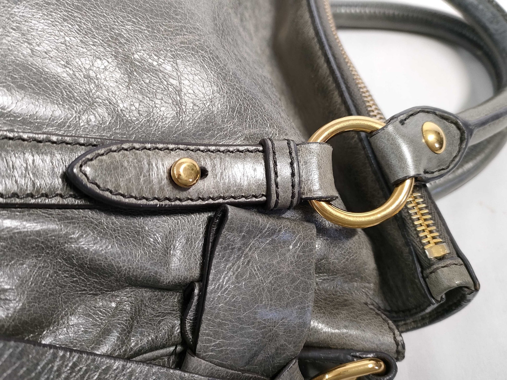 Miu Miu Miu Miu Ribbon 2-Way Bag Gray Handbag
