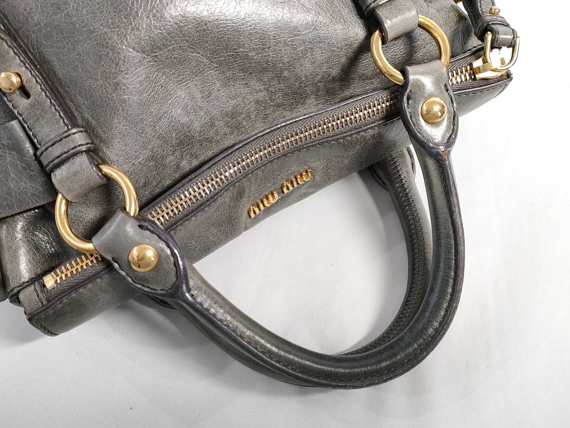 Miu Miu Miu Miu Ribbon 2-Way Bag Gray Handbag