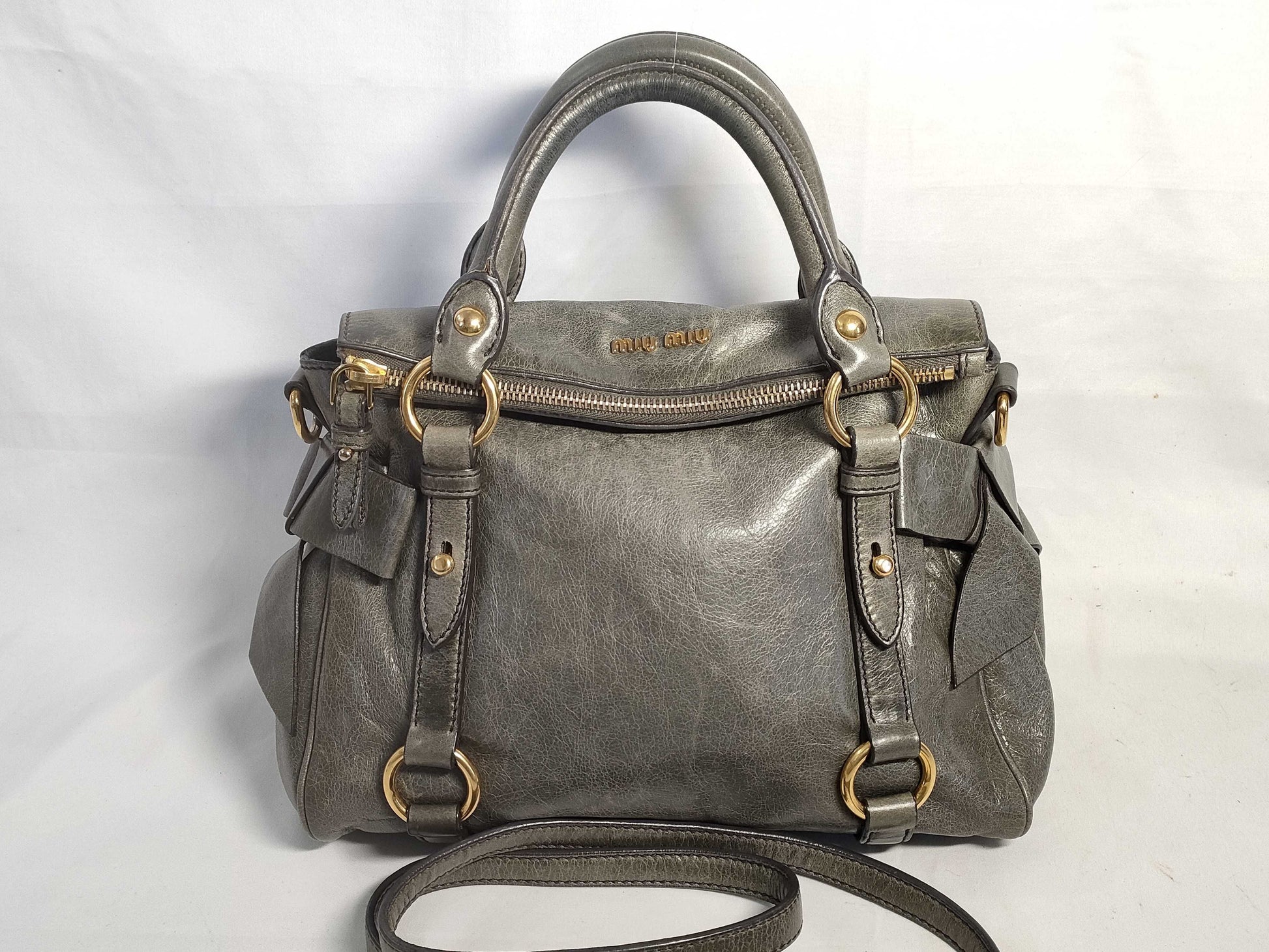 Miu Miu Miu Miu Ribbon 2-Way Bag Gray Handbag