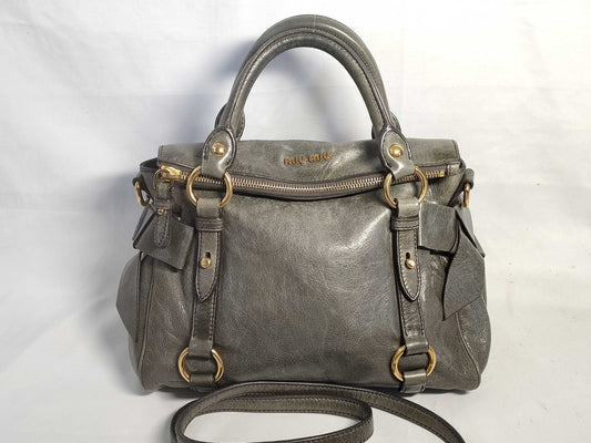 Miu Miu Miu Miu Ribbon 2-Way Bag Gray Handbag